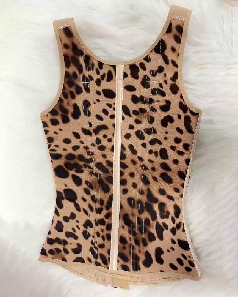 Formivelle Boned Latex Zipper Corset Tummy Control Body Shaper Vest With Bra