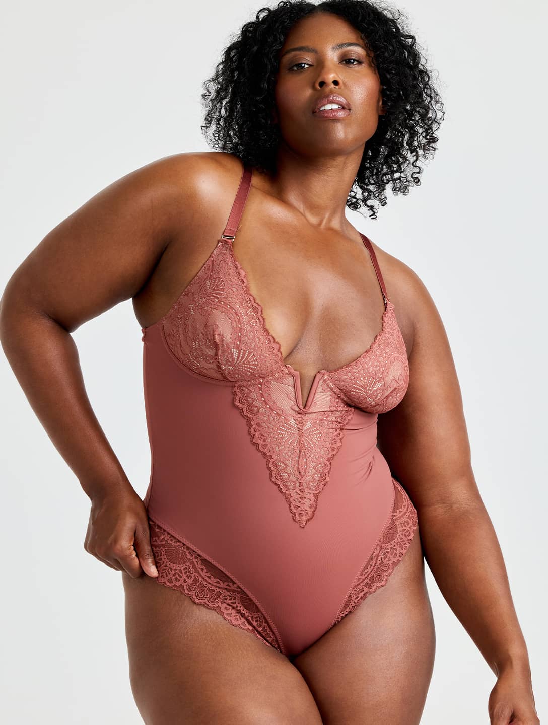 Formivelle V-Neck Half Laced Bodysuit