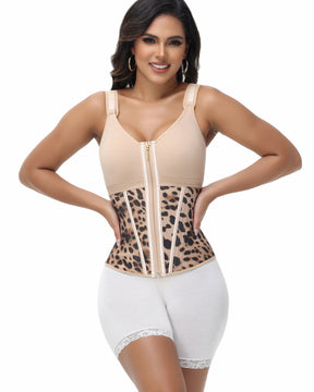 Formivelle Boned Latex Zipper Corset Tummy Control Body Shaper Vest With Bra