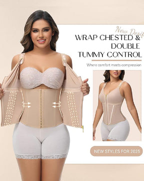 Formivelle Boned Latex Zipper Corset Tummy Control Body Shaper Vest With Bra