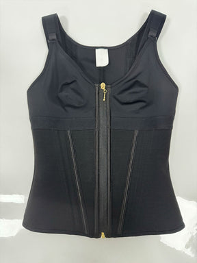 Formivelle Boned Latex Zipper Corset Tummy Control Body Shaper Vest With Bra