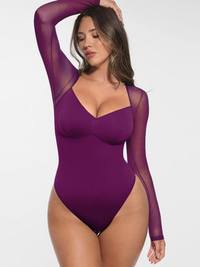 Formivelle Mesh Panel V-Neck Bodysuit