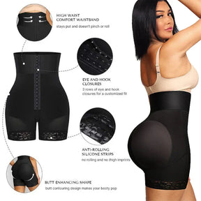 High Waist Tummy Control Shapewear Shorts - Bathroom Zipper & Butt Lifter