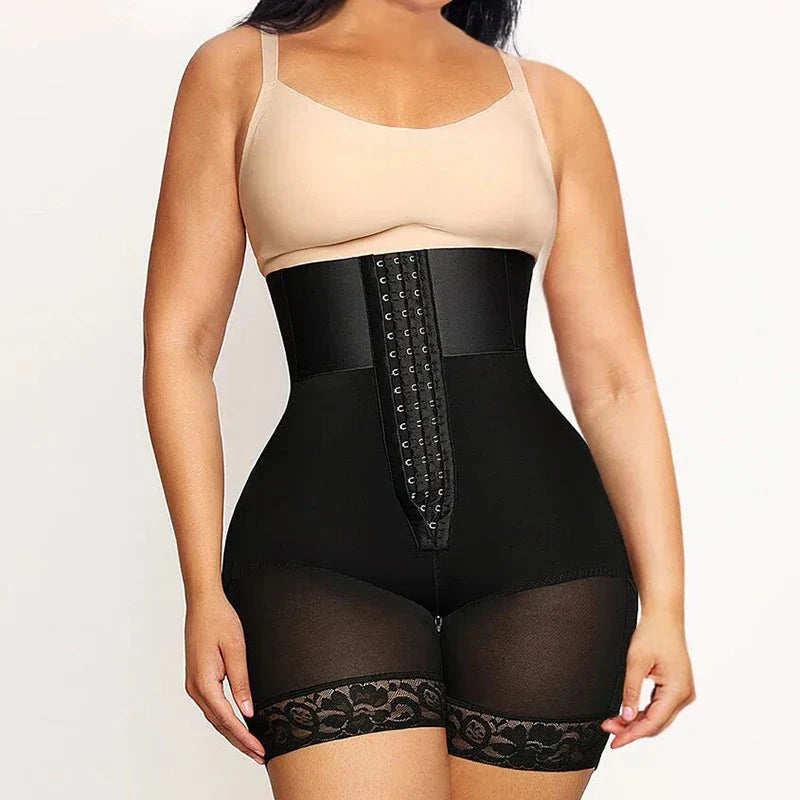 High Waist Tummy Control Shapewear Shorts - Bathroom Zipper & Butt Lifter