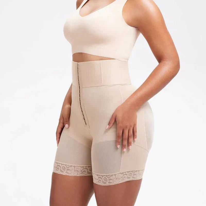 High Waist Tummy Control Shapewear Shorts - Bathroom Zipper & Butt Lifter
