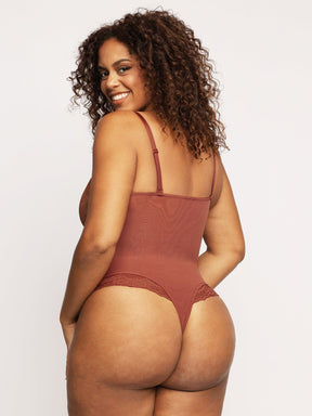 Formivelle Deep V Lace Sculpting Thong Bodysuit
