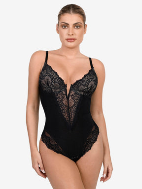 Formivelle Deep V Lace Sculpting Thong Bodysuit